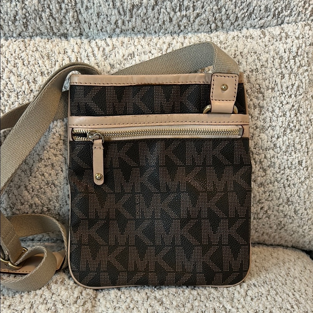 Michael Kors Brown Messenger Bag with Signature Monogram